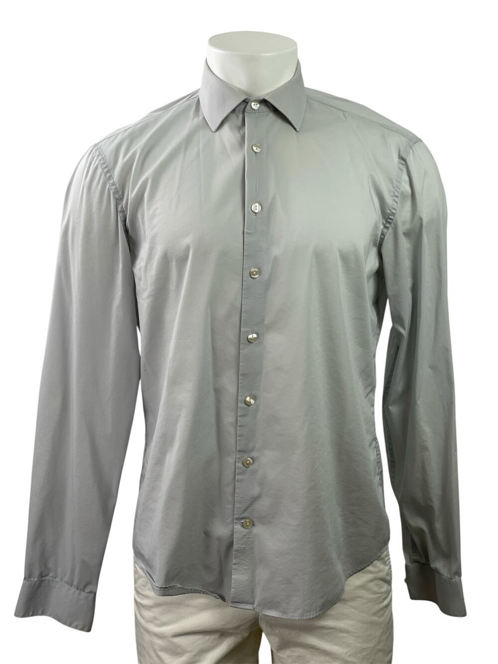 Kenneth Cole Reaction Men's Gray Extra Slim Fit Long Sleeve Button Up Shirt 15.5